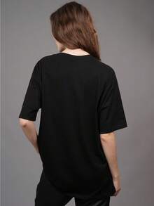 Women's Short Sleeve Round Neck USA Graphic Tee Casual Cute Summer T-Shirt Polyester Fabric With Slight Stretch Regular Fit Streetwear Style - 黑色 - 查看 2
