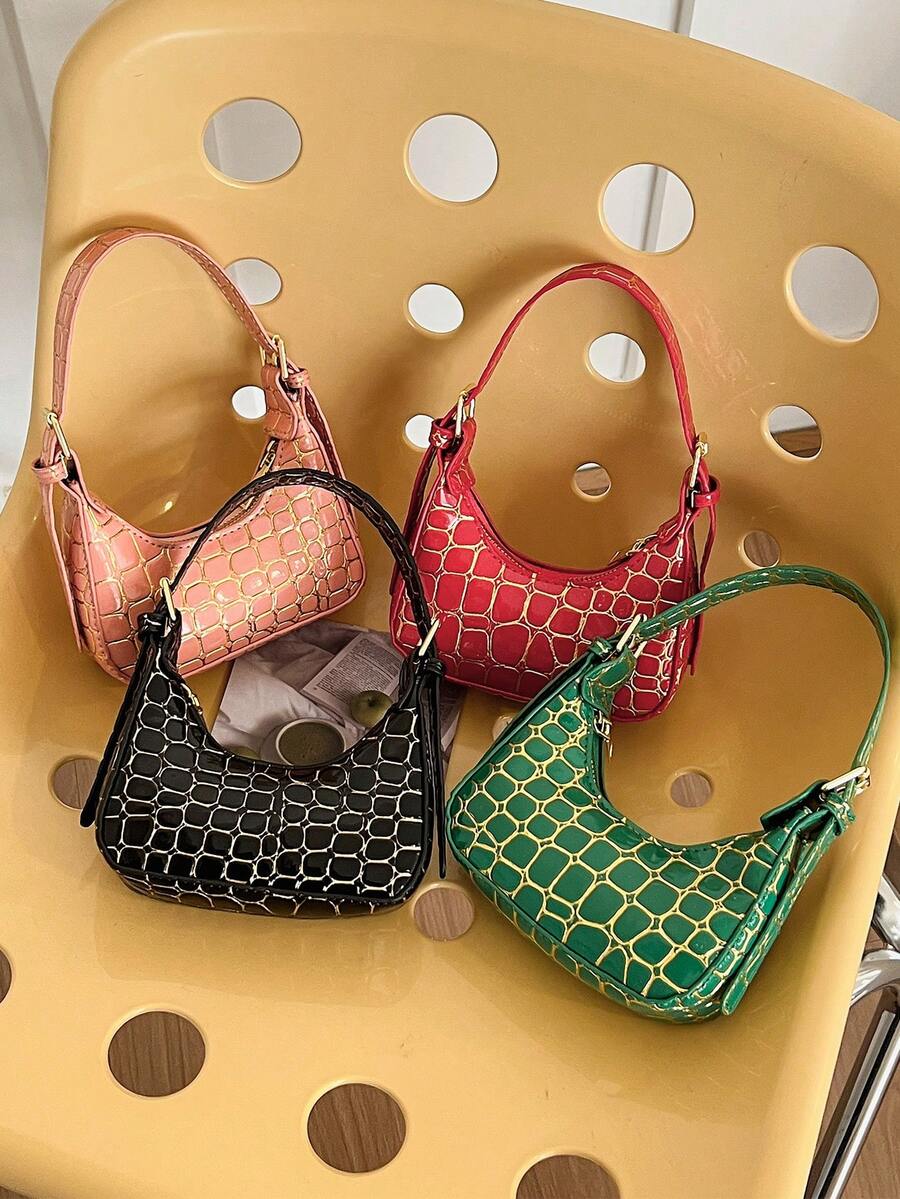 1pc Fashion Stone Texture Shoulder Bag, Handbag - Type 1 - View 1