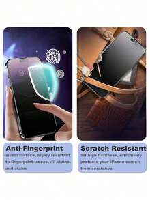 BOLLYMORE 3片装磨砂陶瓷隐私屏幕保护膜,兼容 17 Pro Max/17 Pro/17/Air/16 Pro Max/16/16 Pro/16 Plus/14 Pro Max,9H+防刮,触控灵敏,兼容手机壳,包含清洁套装,高品质9H+陶瓷膜 - 黑色 - 查看 8