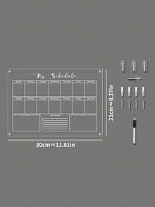 1套亚克力3D周/月计划白板（随机黑色边框），装饰性可擦写壁挂白板 - 多色 - 查看 12