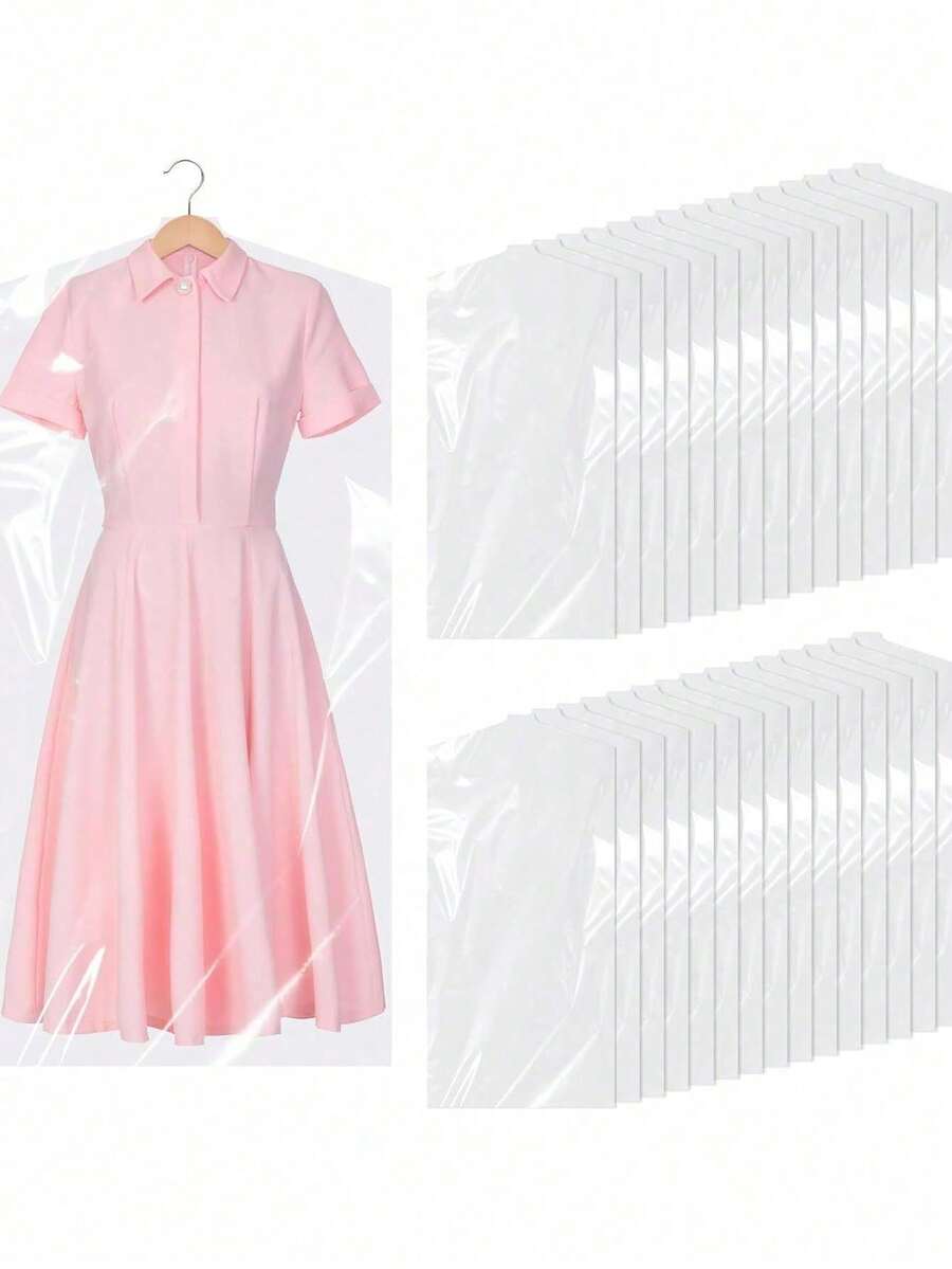 10pcs Transparent Plastic Garment Dust Cover Bags, Protective Clothing Covers For Shirts, Dresses And Jackets - Multicolor - View 1