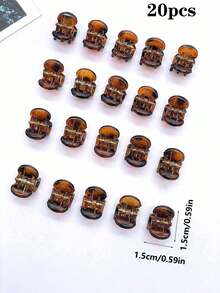 迷你爪夹，适合日常佩戴 - 棕色 - 查看 8