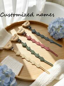 Customized Pacifier Chain, Unique Gift For Infants And Toddlers, Bear Head Clip Style, One-Piece Silicone Material Anti-Drop Chain - Multicolor - View 4