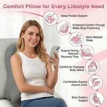 Prone Pillow Memory Foam Body Pillow, Ergonomic Wedge Pillow For Bed Pillows & Sofa, Comfortable Reading Pillow For Prone Lying, Sitting Support & Leg Elevation, Removable & Easy-Care Cover - Hồng - Xem 5