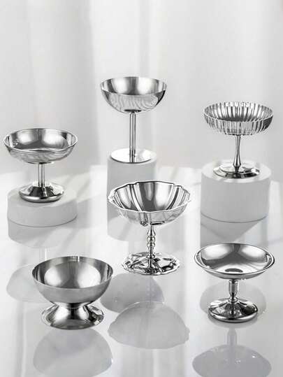 yeefeeco Un conjunto de platos de postre, tazones para verduras, tazas de helado de acero inoxidable, bandejas, tazas de pudín de té de la tarde, platos lindos, bandejas, portavelas, adecuados para reuniones familiares, banquetes de bodas y eventos de Ramadán.
