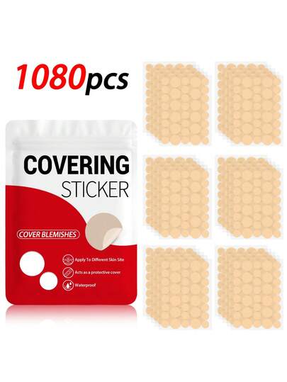 1080pcs/720pcs/360pcs Skin-Colored Invisible Round Stickers, Removable Seamless Round Stickers, Waterproof Sweat-Proof Mini Stickers, Easy To Use, Portable, High Adhesive Transparent Round Stickers, Suitable For Party, Office, Halloween And Other Occasions, Cute Stickers (For Decorative Use Only, Not Cosmetics)