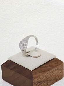 1pc Shiny Round Open Ring, Suitable For Daily Wear, Dates And Gifts - Silver - View 1