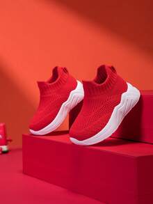 2026 New Children & Teenagers' Fashion Casual Cute Durable Soft Breathable Odor-Resistant Mesh Slip-On Outdoor & Indoor Walking, Running Shoes - Red - View 7