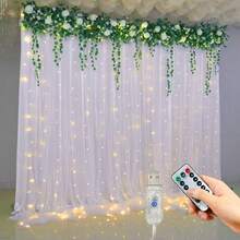 1pc 600/300/200/100 LED String Lights With 8 Lighting Modes, USB Powered Curtain Lights For Holiday, Birthday, Party, Wedding, Room, Window Decor (Remote Control Batteries Not Included) - USB Plug - View 18