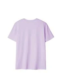 女士夏季圆领短袖T恤，蜡笔印花，休闲日常穿着 - 紫色 - 查看 5