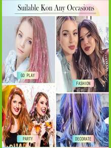 Extensiones de cabello sintético brillante, adecuadas para festivales de música y fiestas - Multicolor - Ver 8