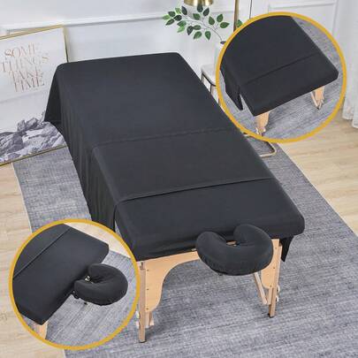 Juego de 3 piezas de ropa de cama para camilla de masaje - (sábana, funda y funda de almohada), Juego de 3 piezas de sábanas de unicolor para camilla de masaje, Juego de ropa de cama para camilla de masaje, Adecuado para salones de belleza, spas y peluquerías.