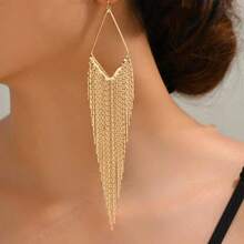 1 Pair Golden Chain Tassel Pendant Elegant Sweet Drop Earrings - Yellow Gold - View 4
