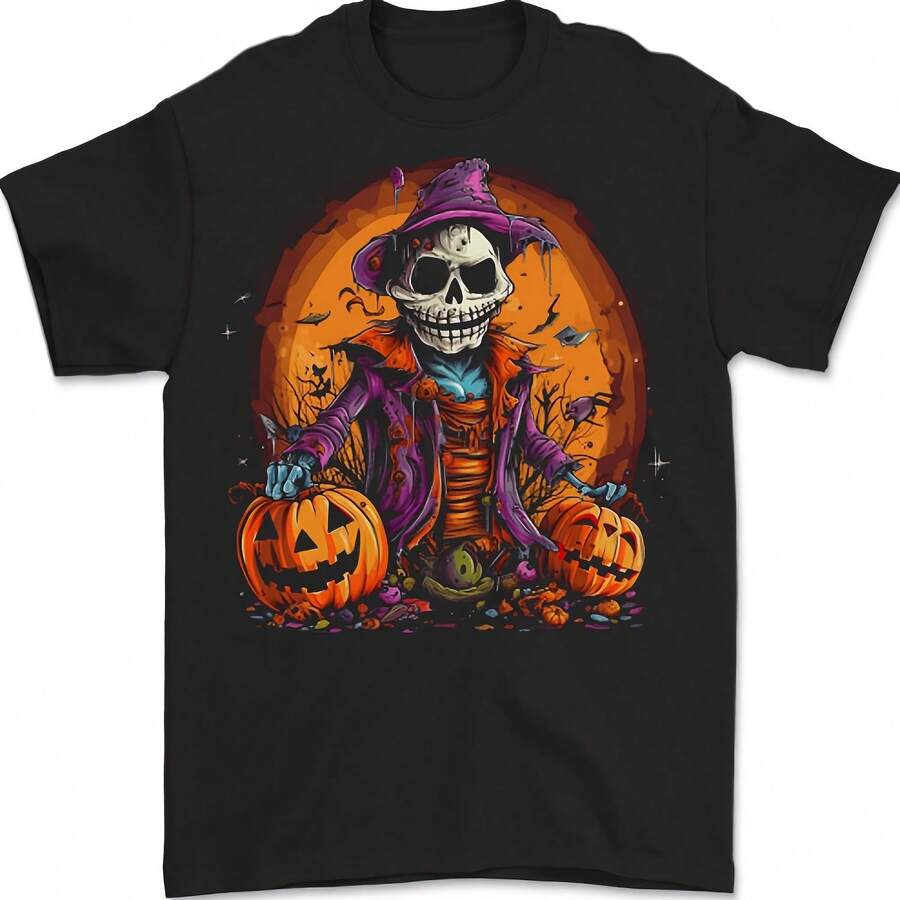 Jack Skeleton Halloween Skull S T-Shirt 100% Cotton - Black - View 1