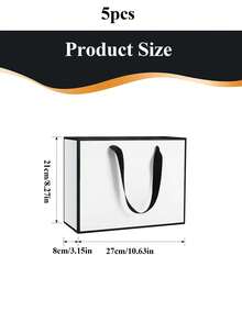 2/5/10个装黑白礼品袋，尺寸为10.63英寸 x 3.15英寸 x 8.27英寸，中号，黑白纸袋带提手，适用于婚礼、伴娘、生日派对用品 - 黑白 - 查看 11