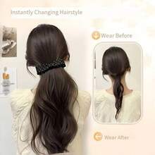 Bowknot Polka Dot Ponytail Clip-On Wig, Natural Fluffy Synthetic Hair Extension For Ponytail - Multicolor - View 4