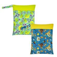 Baby Cloth Diaper Wet/Dry Bags, 2 Packs With Two Zippered Pockets, Waterproof, Washable, Reusable, Great For Travel, Beach, Pool, Gym, Swimsuit Or Wet Wear - Multicolor - View 19