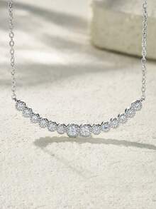 Dây chuyền bạc 925 đính đá Moissanite, mặt dây chuyền tối giản không gây dị ứng, món quà sang trọng cho Ngày Valentine, Ngày của Mẹ, Sinh nhật, Bạn gái, Vợ, Mẹ (Hộp quà kèm giấy chứng nhận) - Bạc - Xem 7