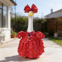 Porch Goose Outfit, Butterfly Tulle Dress With Bow Hat Holiday Goose Statue Clothes Garden Decoration - C - View 1