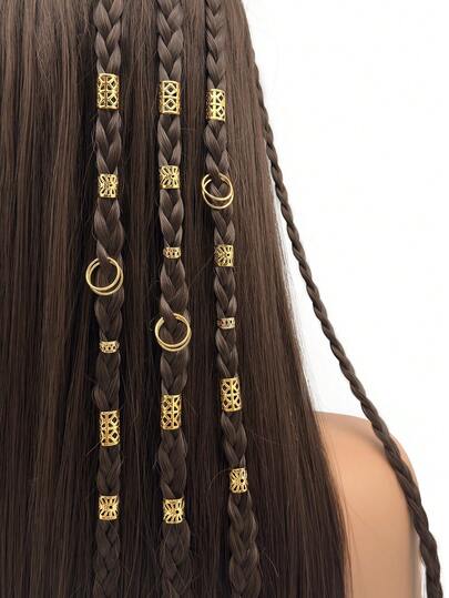 80pcs Gold Dreadlock Hair Beads Set, Adjustable Hair Accessories Suitable For Women And Girls Braids
