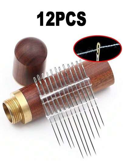 12pcs Stainless Steel Easy-Threading Side-Hole Sewing Needles, Suitable For Elderly Handcraft, Portable, DIY Handicrafts, Sewing Needles, Stainless Steel Sewing DIY Without Thread, 1 Set
