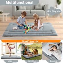Colchón de suelo japonés plegable - Tatami portátil y ligero - Perfecto para dormitorio, camping, viajes, RV y apartamento - Ideal para niños y huéspedes, TWIN (99x203cm) USA - Gris claro TWIN (99*203cm) EE. UU. - Ver 8