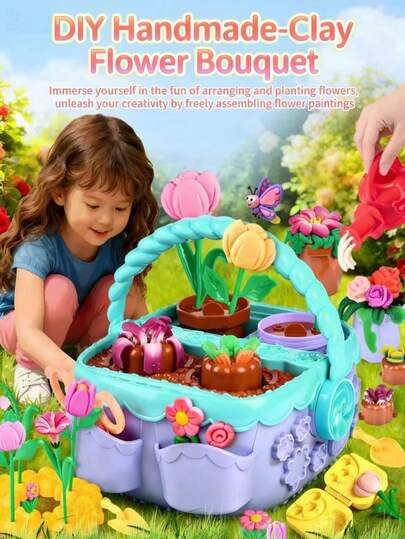 Bộ đồ chơi tự làm giỏ hoa bằng đất sét nhiều màu sắc từ bột mì dành cho trẻ em, bao gồm nhiều khuôn để làm bó hoa và cây cảnh, giúp phát triển khả năng phối hợp tay mắt và nhận biết màu sắc của trẻ, thích hợp cho phòng ngủ, phòng khách, hoạt động nhóm và tương tác giữa cha mẹ và con cái, món quà lý tưởng cho các dịp lễ và sinh nhật, làm thủ công, được đóng gói trong hộp đựng, thích hợp cho mùa cưới, mùa tựu trường, Ngày của Mẹ.