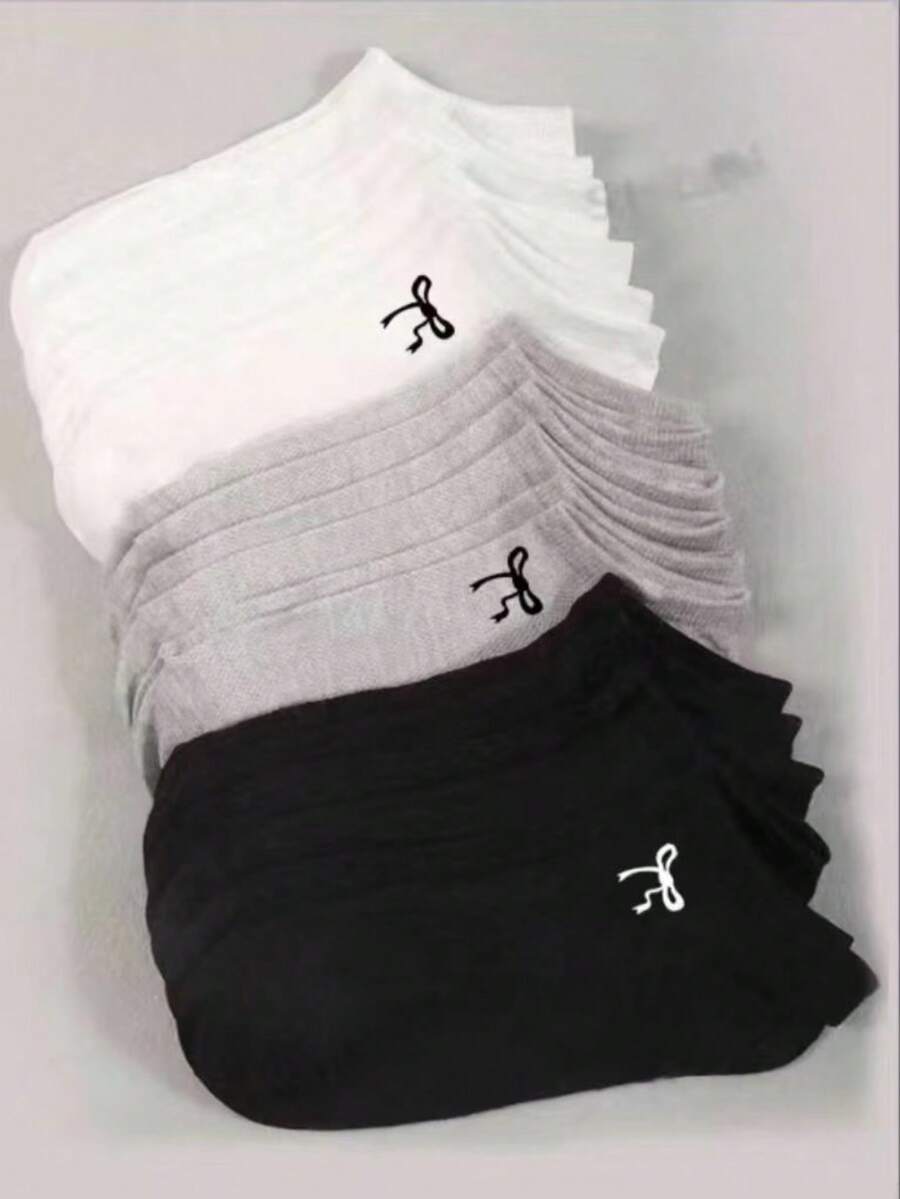 30/20/15/10/5/3/1 Pairs Women Cotton Socks, Invisible Socks, Short Socks, White Socks, Grey Socks, Black Socks, Ladies Socks, Cute Socks, Girls Socks, Suitable For Autumn/Winter/Spring/Summer, Breathable Mesh Design, Moisture-Wicking, Soft & Smooth, Suitable For Festivals, Sports, Casual, Business And Daily Wear, Random Color Combinations - Multicolor - View 1