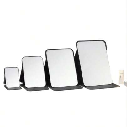 A Foldable Travel Makeup Mirror With Adjustable Angle And Portable Upright Vanity Mirror, Suitable For Home/Camping/Desktop Use, In Classic Black Color