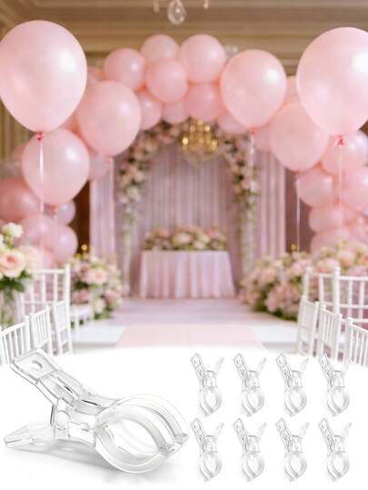 10pcs/5pcs Large Transparent Plastic Balloon Arch Clips, Heavy Duty Clips Suitable For Balloon Arch Kits, Birthday Decor, Handcraft, Photography Studio, Craft Supplies (Transparent)
