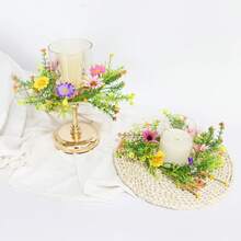 1/2 pièces Couronne de bougie en marguerite artificielle d'été, support de bougie de table de fête de mariage, décoration florale, décoration de porte, décoration de table à manger, décoration de maison, centre de table d'été/de mariage, jardin d'été et pelouse extérieure, décoration d'anniversaire, rentrée scolaire, cérémonie de remise des diplômes, convient pour le salon, la chambre à coucher, la salle à manger et plus encore - A - Voir 1