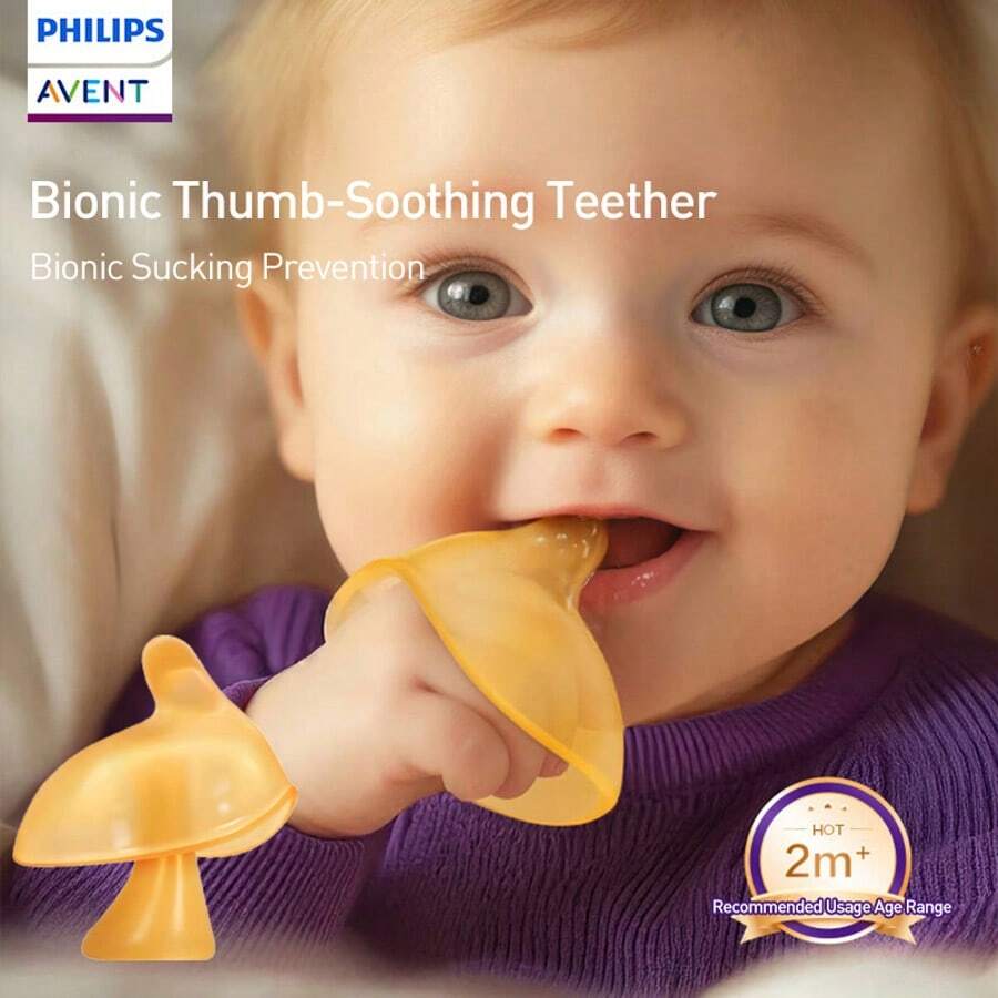 Philips Avent Bionic Thumb Soothing Teether, Baby Anti Bite Hand Soothes Sucking Molars Silicone Bite Stick - Multicolor - View 1