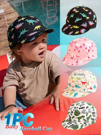 1pc Adjustable Soft Brim Baseball Cap With Cartoon Print, Suitable For Toddlers Boys And Girls, For Daily Outdoor Wear In Spring And Summer