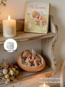 1 Angel Egg Candle Silicone Mold Angel Relief Egg Candle Mold Easter Egg Gypsum Resin Mold Rose Egg Easter Gift - A - View 1