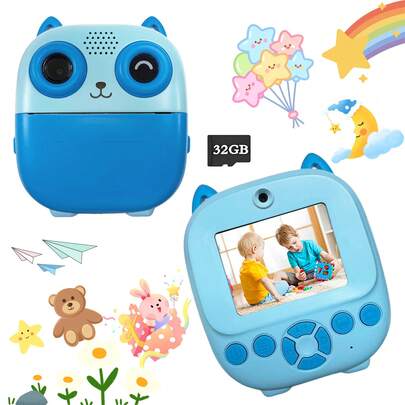 Instant Print Camera For Kids, 2.4" Display 1080P HD Video 6X Zoom, Creative Play Camera With 32GB Card, Portable Travel Toy, Christmas Birthday Gift For Children 3-12 Years Old