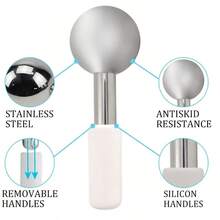 1/2个美容按摩球面部提拉紧致仪，面部冷疗按摩器，面部及眼部按摩美容冰敷器 - 彩色 - 查看 4