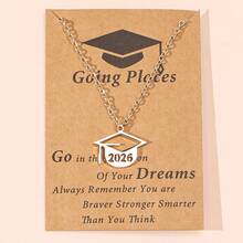 1件简约创意2026不锈钢毕业帽吊坠项链，适合男士佩戴 - 畢業季項鍊 - 查看 6