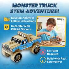 DIY Bigfoot 1 Monster Truck Wooden Kit W/Stickers Small 5 - Officially Licensed Building Kit - Wood Building Kits For Stem Toys For Ages 5-8 Years - Arts Crafts Kits For - As Pic - View 6