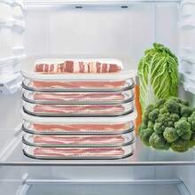 4層可堆疊食品儲存盒附蓋，適用於冰箱，適合存放醃製肉類、冷切肉、薩拉米香腸與肉類，可用於冷藏與冷凍 - 彩色 - 查看 8