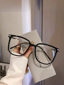 1副女士复古时尚大框极简眼镜（不含眼镜盒） - 彩色 - 查看 2
