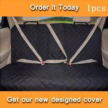 1pc Waterproof Pet Seat Cover Protector For Car Backseat, Black, Washable, With Center Console Opening, Scratch-Resistant, Stable Pet Car Mat - 1pc Car Rear Seat Pet Cushion - View 8