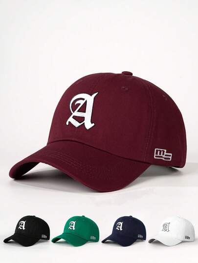 1pc Men's Gothic Letter A Embroidered Baseball Cap, Adjustable Outdoor Sun Protection Casual Hat Suitable For Spring, Autumn Travel, Beach Vacation