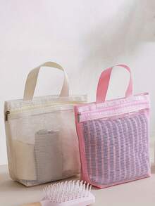 1个网状收纳手提袋，采用透气孔设计，方便排水，适合旅行、游泳、化妆和海滩使用。便携式收纳袋、化妆品收纳袋、旅行收纳袋、多功能收纳袋。 - 查看 6