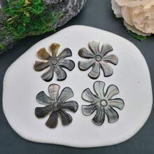 4 mặt dây chuyền hình hoa sứ chạm khắc thủ công từ vỏ sò MOP tự nhiên, dùng để làm khuyên tai hoặc vòng cổ, thiết kế kiểu Hawaii, trang sức đảo nhiệt đới. - màu đen - Xem 17