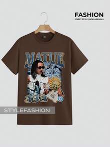 Streetwear T-Shirt Rapper Matuê Album 333 National Hip Hop Singer Light Years Tshirt Tuê Time Machine - Óxido marrón - Ver 3