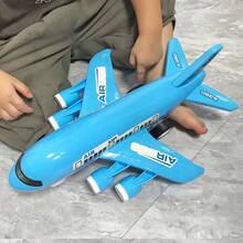 Large Blue Airplane Toy, Children's Inertial Aircraft Toy Model, Self-Assembly, For Boys And Girls, Christmas/New Year Gift - Blue - View 4