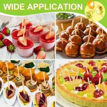 10/50/100/200/300/400/500支装光滑竹制双叉食品签，适用于家庭、水果沙拉、下午茶、婚礼派对、甜点串等场合 - 杏色 - 查看 5