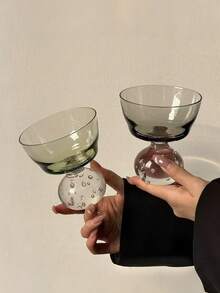 1 chiếc cốc thủy tinh thiết kế độc đáo, cốc chân cao thủ công, có tính thẩm mỹ cao, cốc cocktail thanh lịch, cốc sữa/nước ép dùng cho bữa sáng tại nhà, cốc uống nước. - Nhiều màu - Xem 2
