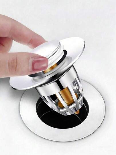 1/2 Peças Coletor de Dreno de Pia de Banheiro, Diâmetro Universal 3,3cm-4cm, Tampa de Dreno de Banheira com Mola, Filtro de Dreno de Pia Tipo Pressão com Núcleo de Plástico, Coletor de Cabelo, Filtro de Resíduos de Alimentos, Acessórios e Ferramentas de Banheiro/Itens Essenciais de Banheiro