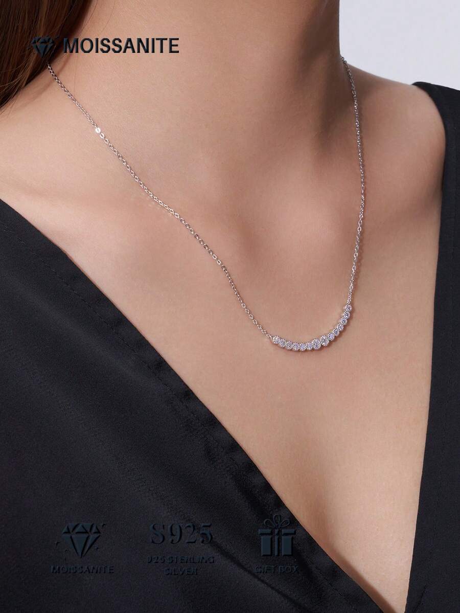 Dây chuyền bạc 925 đính đá Moissanite, mặt dây chuyền tối giản không gây dị ứng, món quà sang trọng cho Ngày Valentine, Ngày của Mẹ, Sinh nhật, Bạn gái, Vợ, Mẹ (Hộp quà kèm giấy chứng nhận)